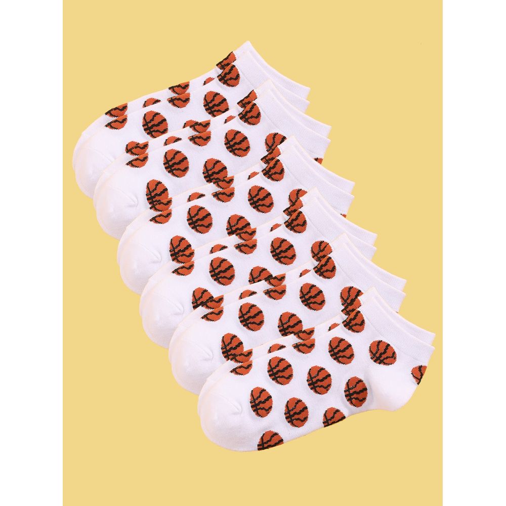 6pairs Men Basketball Print Ankle Socks