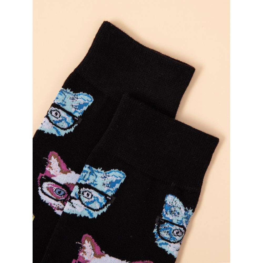 Men Cartoon Cat Print Socks