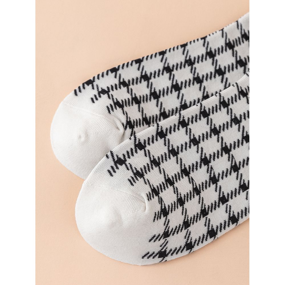 3pairs Plaid Print Ankle Socks