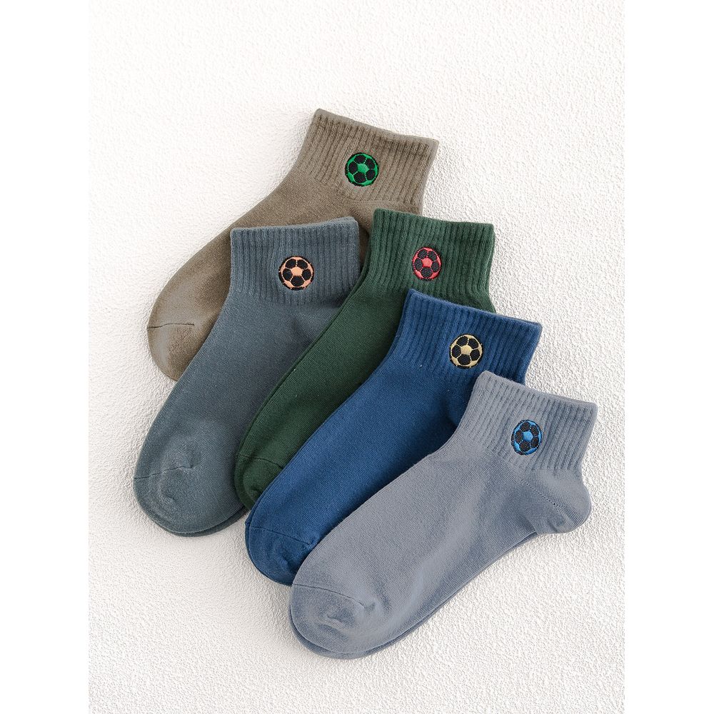 5pairs Men Embroidery Ankle Socks