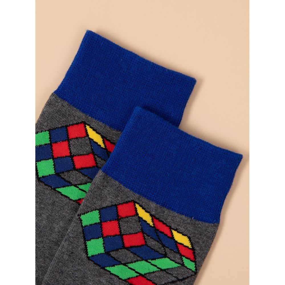 Men Cube Print Socks