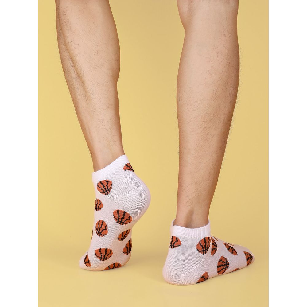 6pairs Men Basketball Print Ankle Socks