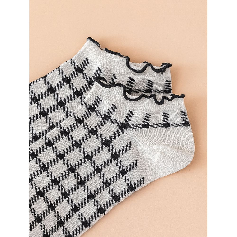 3pairs Plaid Print Ankle Socks