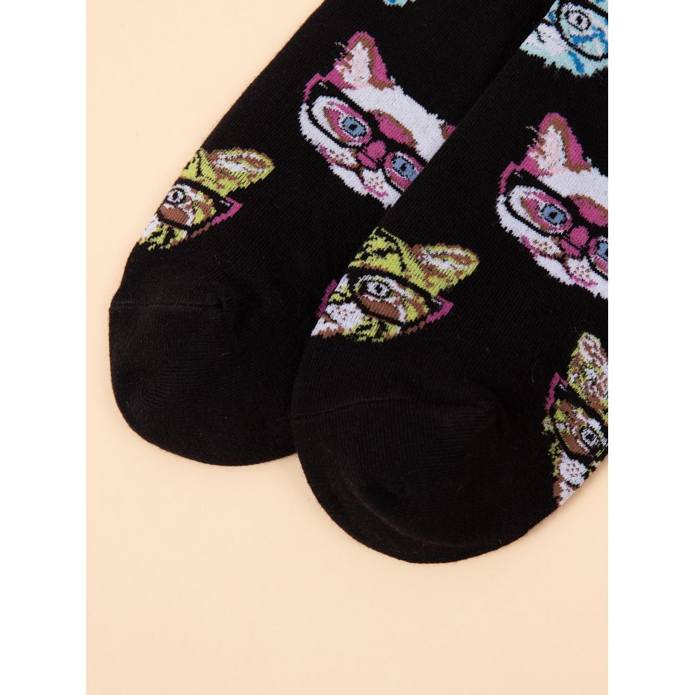 Men Cartoon Cat Print Socks
