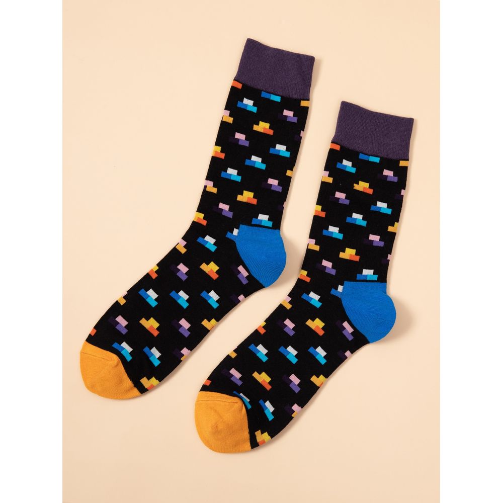 Men Rectangle Print Socks