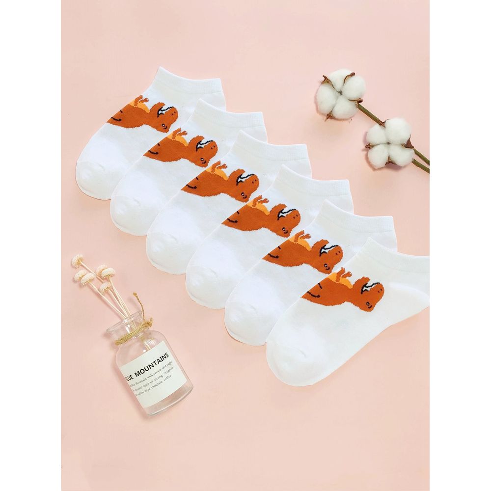 6pairs Cartoon Animal Print Socks