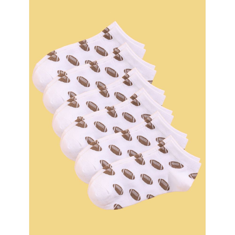 6pairs Men Rugby Pattern Socks