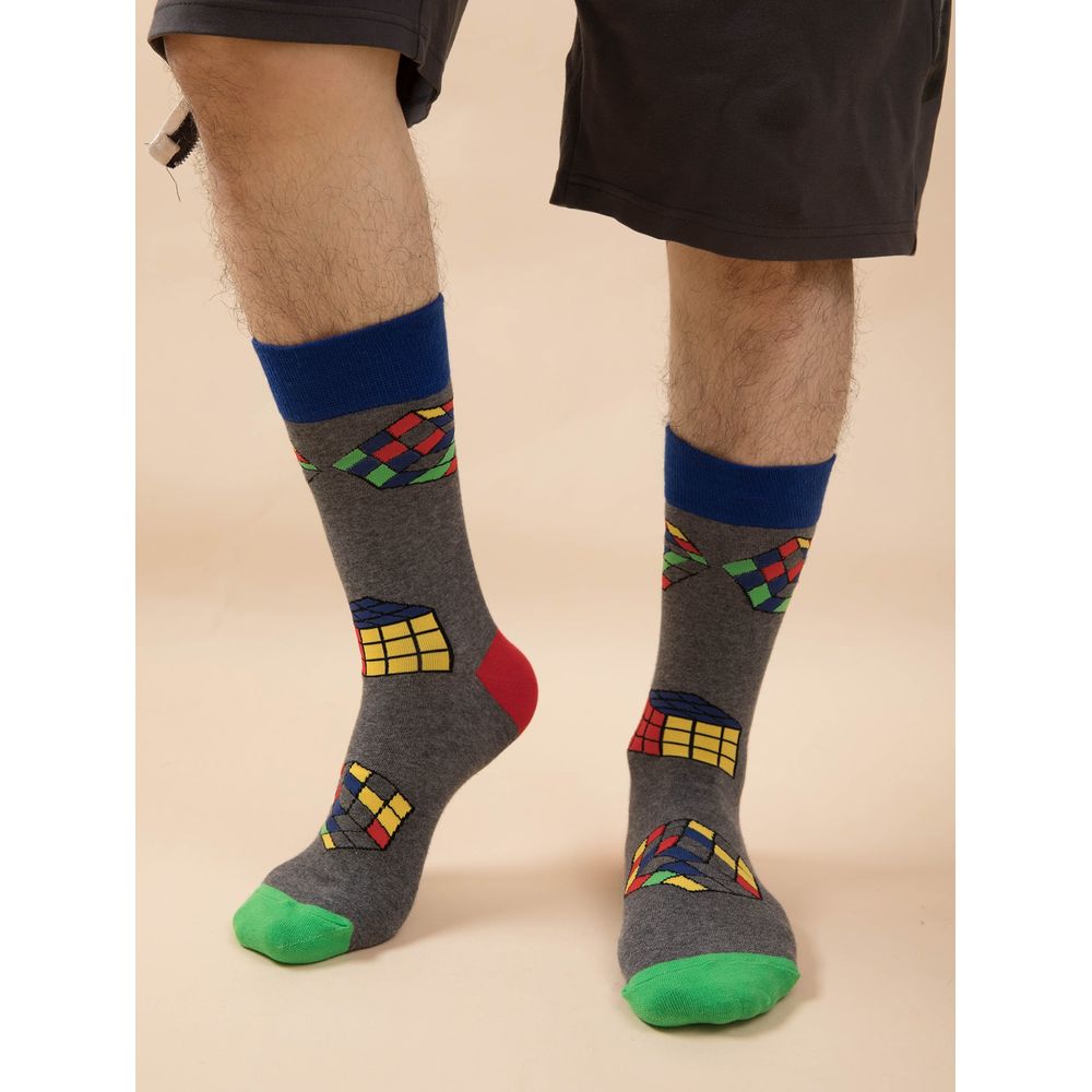 Men Cube Print Socks