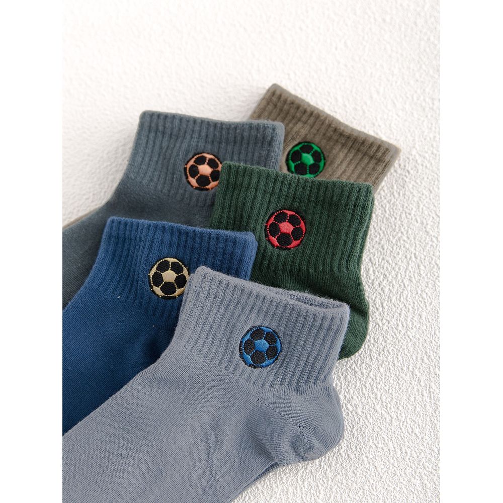 5pairs Men Embroidery Ankle Socks
