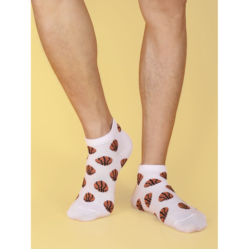 6pairs Men Basketball Print Ankle Socks