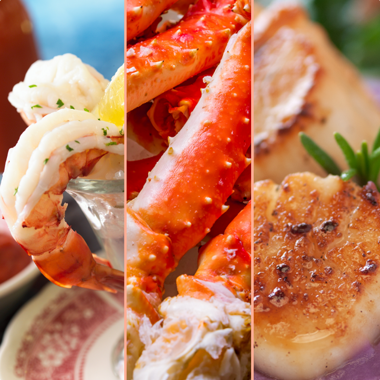 Ultimate Trio Gift Pack | 3 lbs each: King Crab. Scallops & Prawns