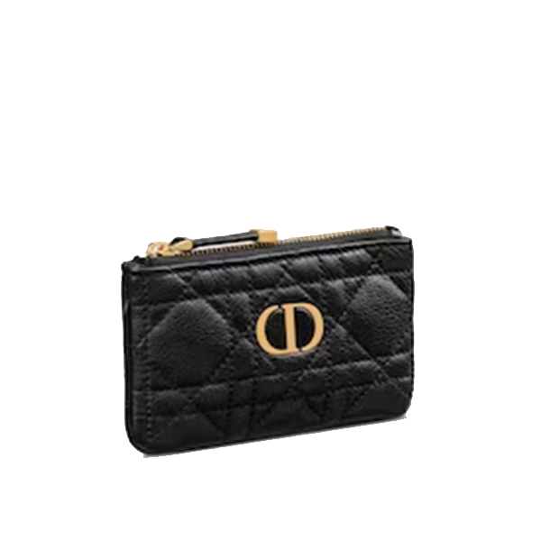 DIOR CARO ZIPPED KEY CASE Black