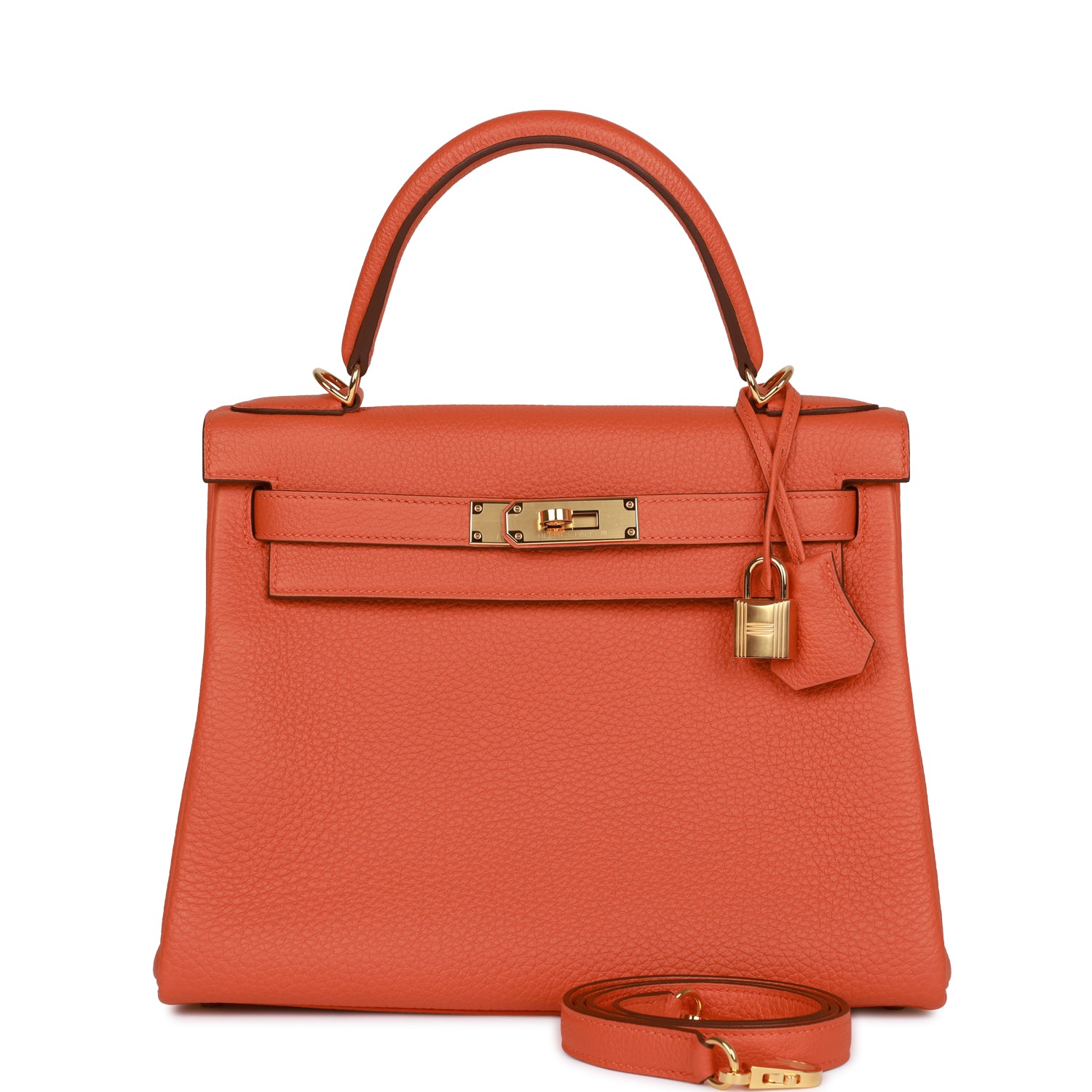 HE&&ME Kelly Retourne 28 Orange Togo Gold Hardware