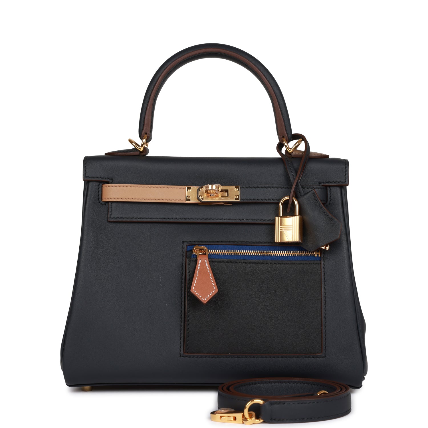 HE&&ME Colormatic Kelly Retourne 25 Caban, Black and Chai Swift Gold Hardware