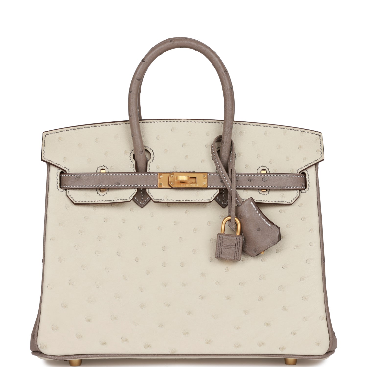 HE&&ME Special Order (HSS) Birkin 25 Beton and Gris Asphalte Ostrich Brushed Gold Hardware