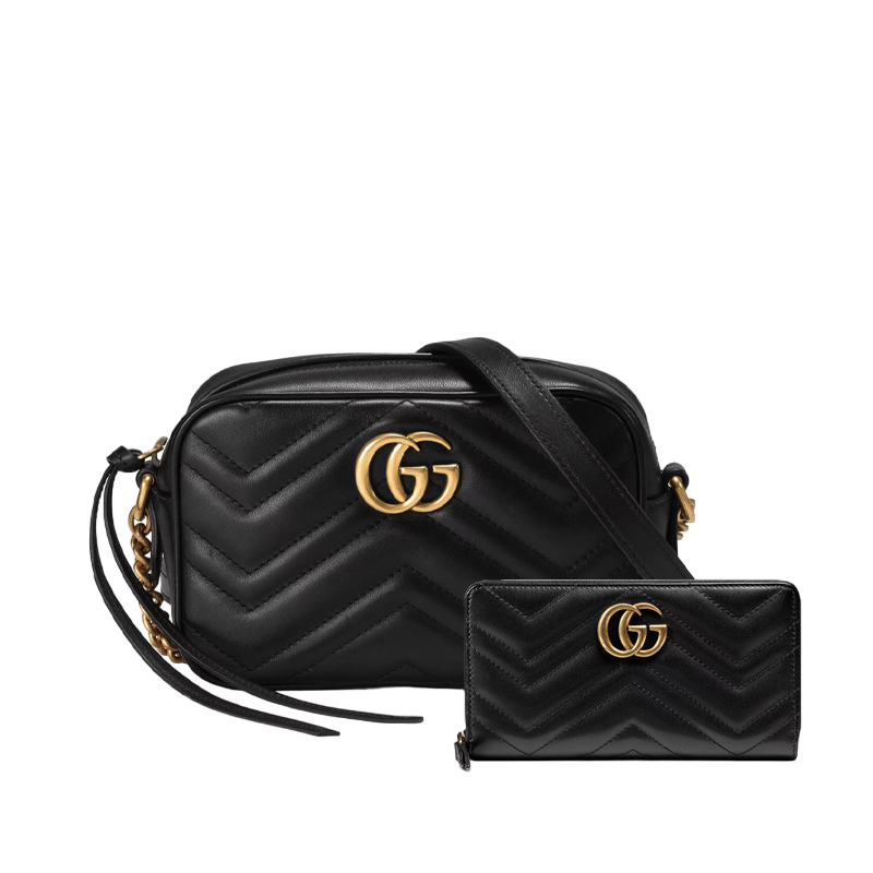GG Marmont mini shoulder bag+GUCCI continental wallet