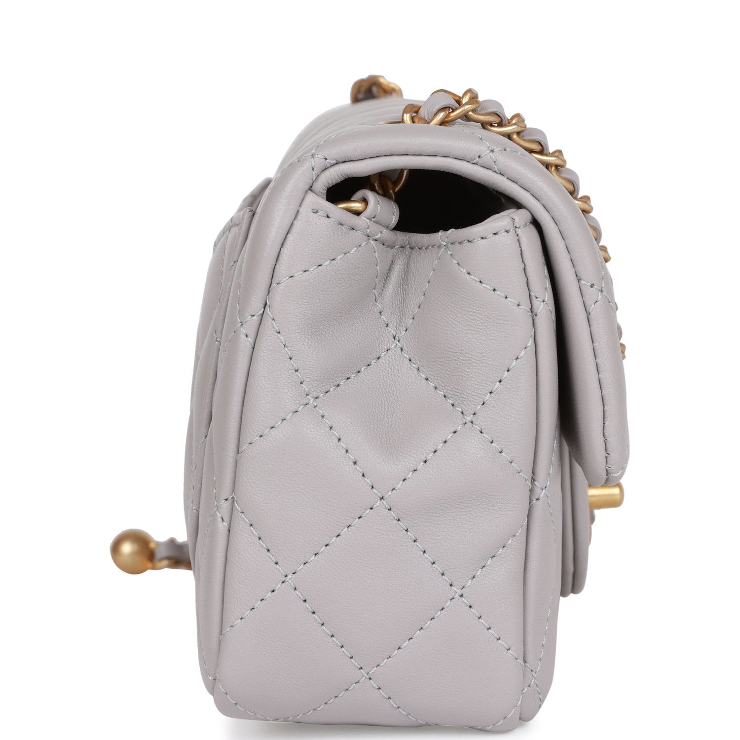 Mini Flap Bag Light Grey  Hardware