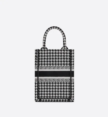 MINI DIOR BOOK TOTE PHONE BAG Black and White Micro (13 x 18 x 5 cm)