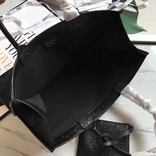 Dior Book Tote Bag In Black  Calfskin