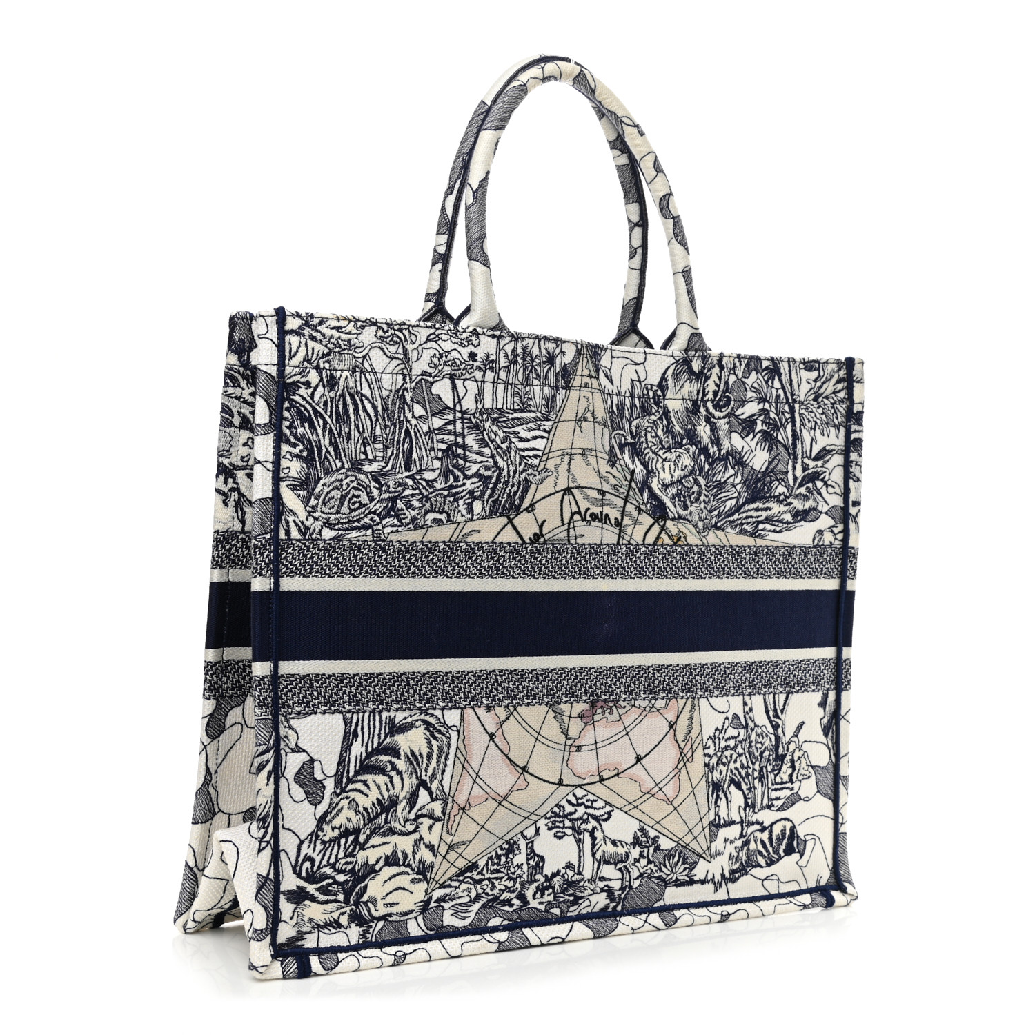 CHRISTIAN DIOR Large Around The World Book Tote Blue