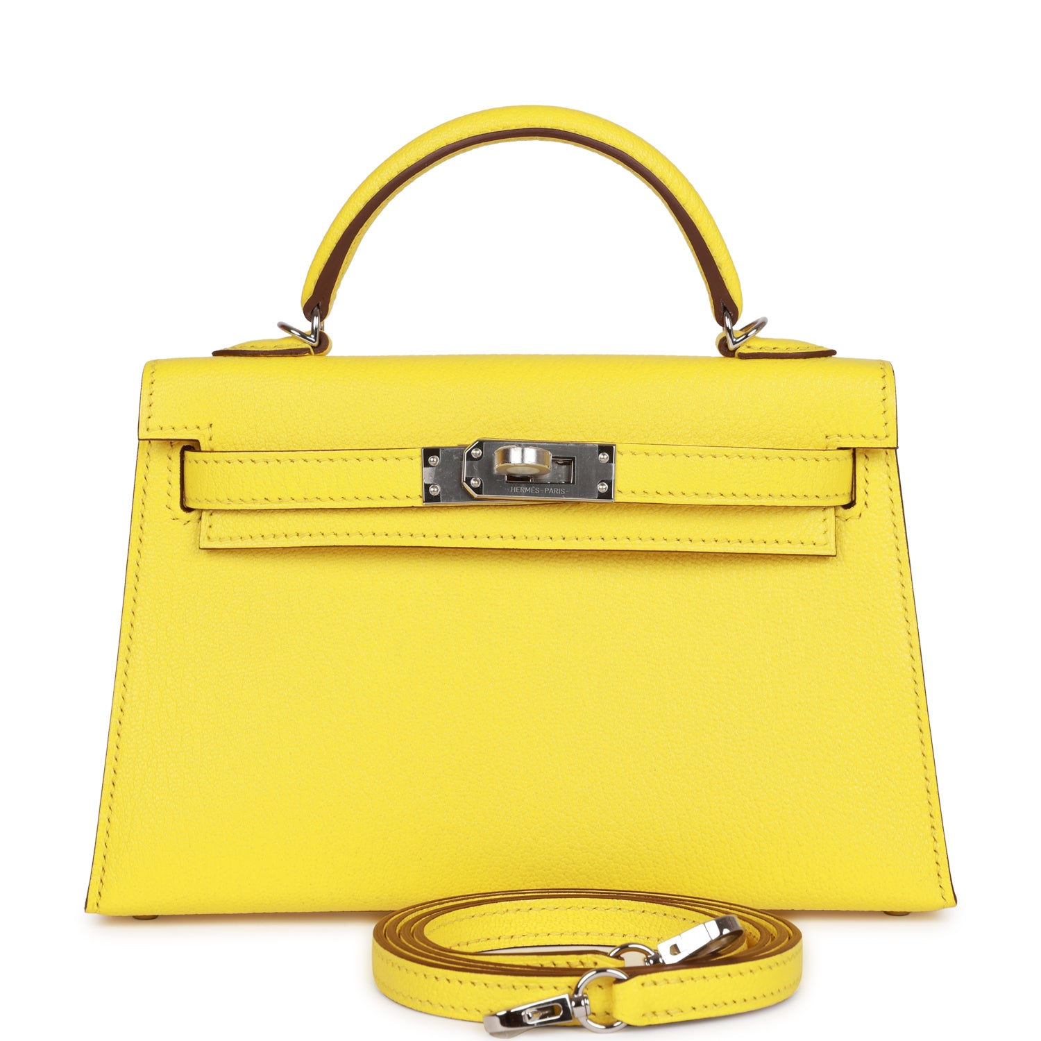 HE&&ME Kelly Sellier 20 Jaune Citron Ch??vre Palladium Hardware