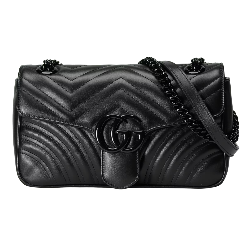 hand small shoulder bag   Black Leather