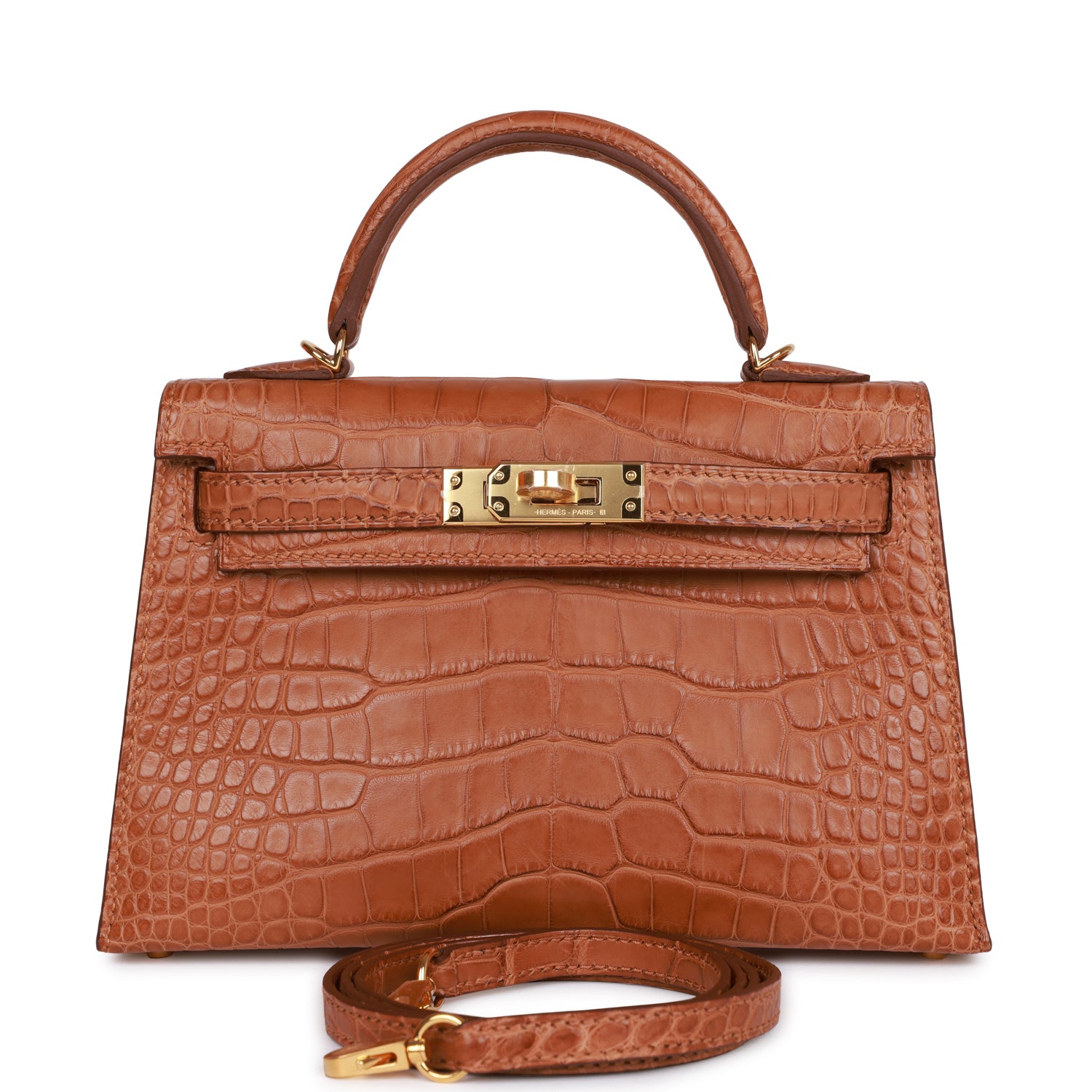 HE&&ME Kelly Sellier 20cm Gold Matte Alligator Gold Hardware