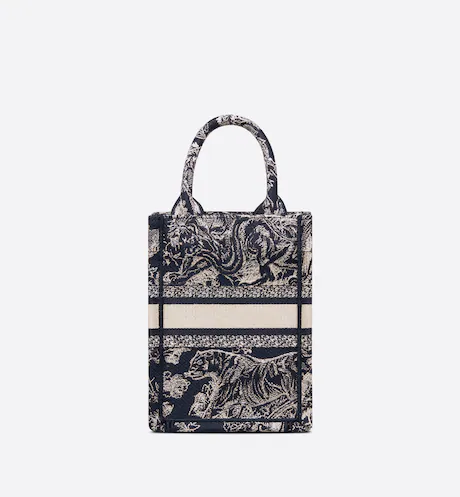 MINI DIOR BOOK TOTE PHONE BAG Blue Toile de  (13 x 18 x 5 cm)