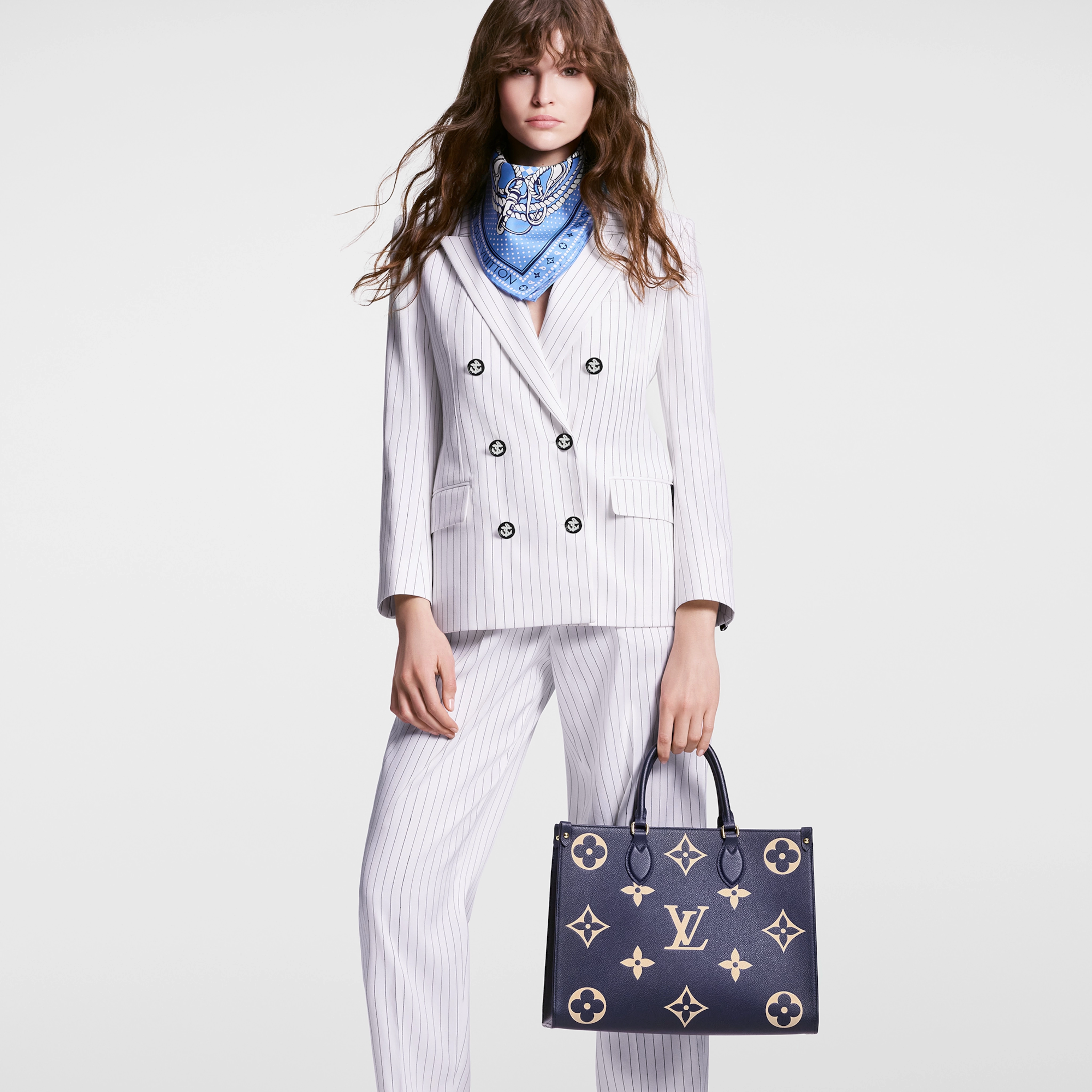 Louis Vuitton M47084 OnTheGo MM Navy Blue/Cream