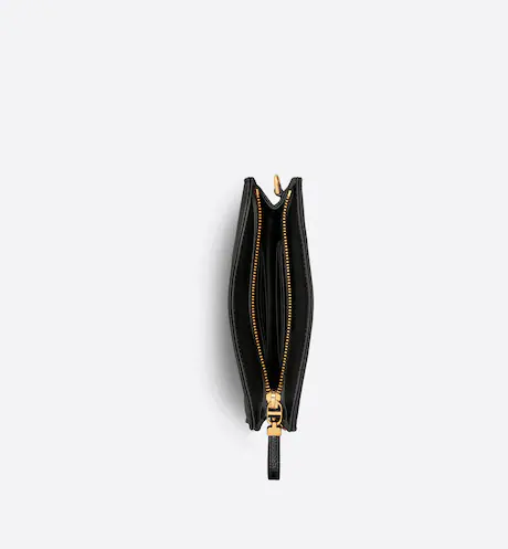 DIOR CARO ZIPPED POUCH WITH CHAIN Black