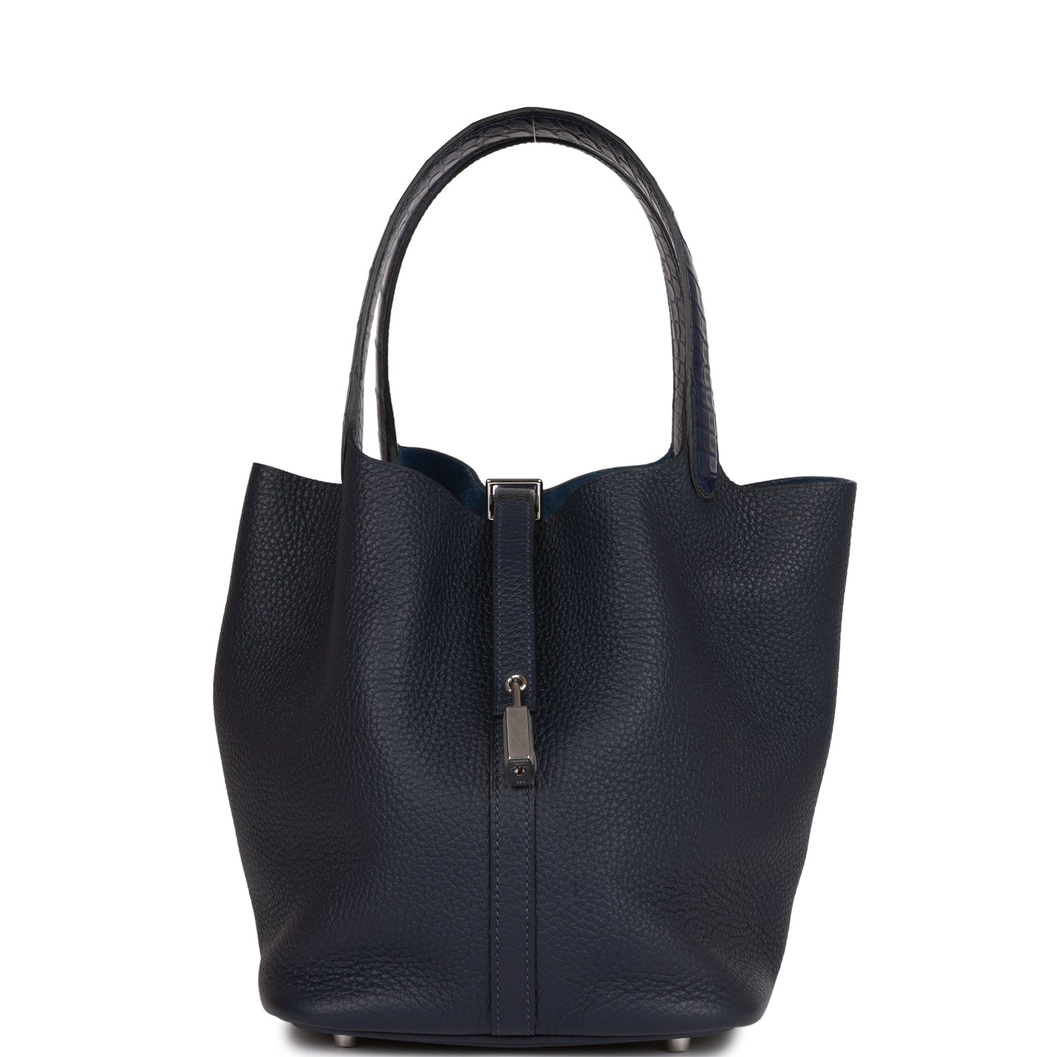 HE&&ME Picotin Lock 18 Bleu Nuit Clemence and Matte Alligator Touch Palladium Hardware