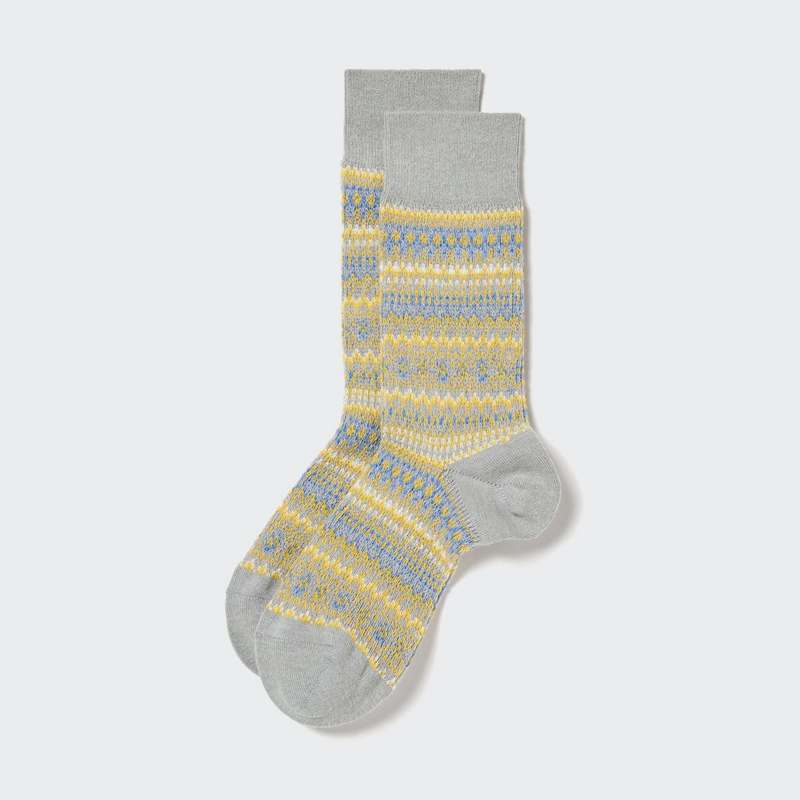 Women Fair Isle Socks Gray