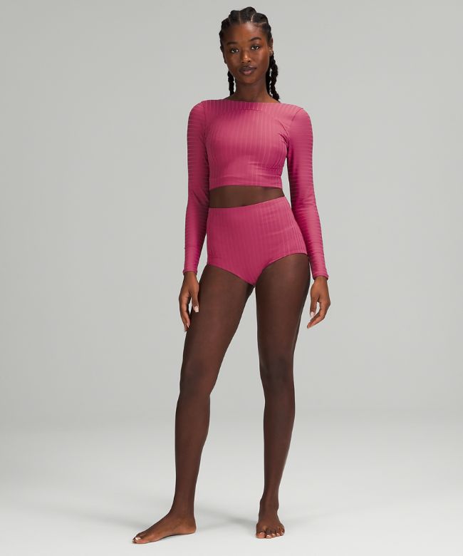 Ribbed Cropped Wrap-Back Long Sleeve