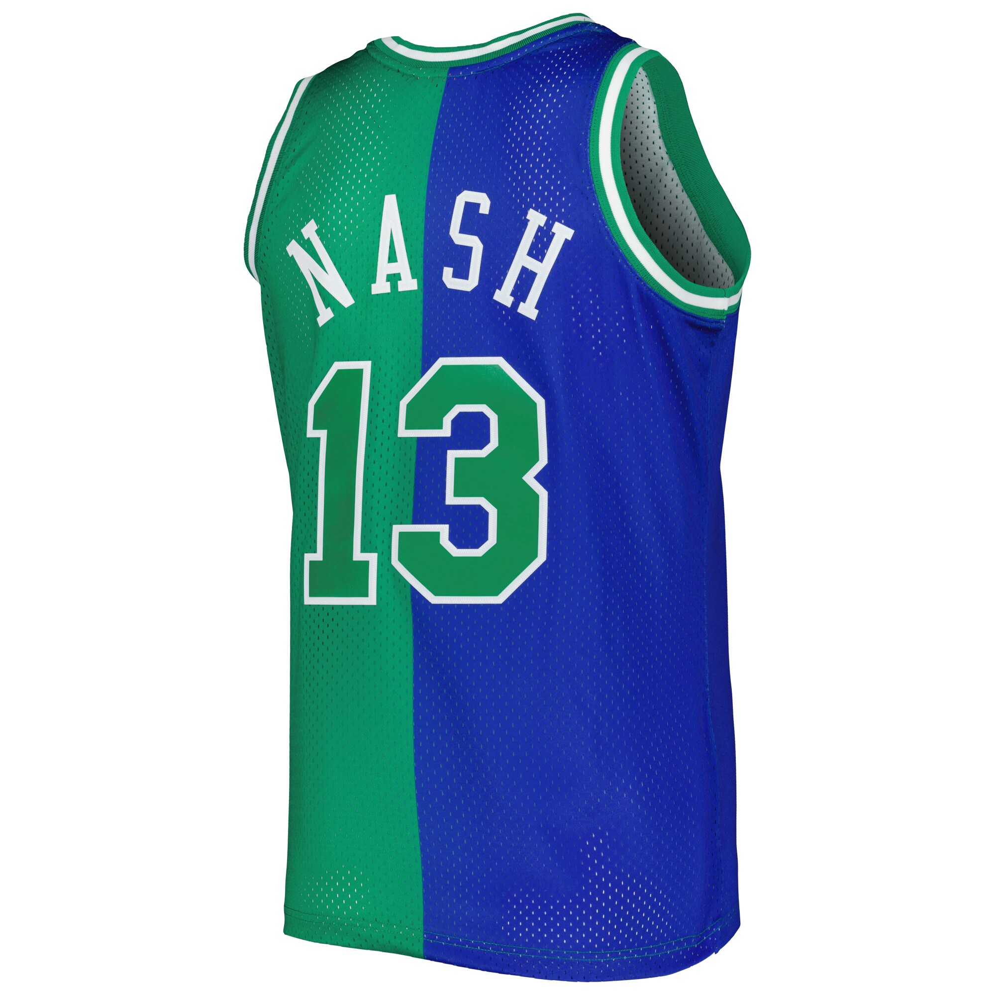 Steve Nash Dallas Mavericks Mitchell & Ness Hardwood Classics 1998/99 Split Swingman Jersey - Blue/Green