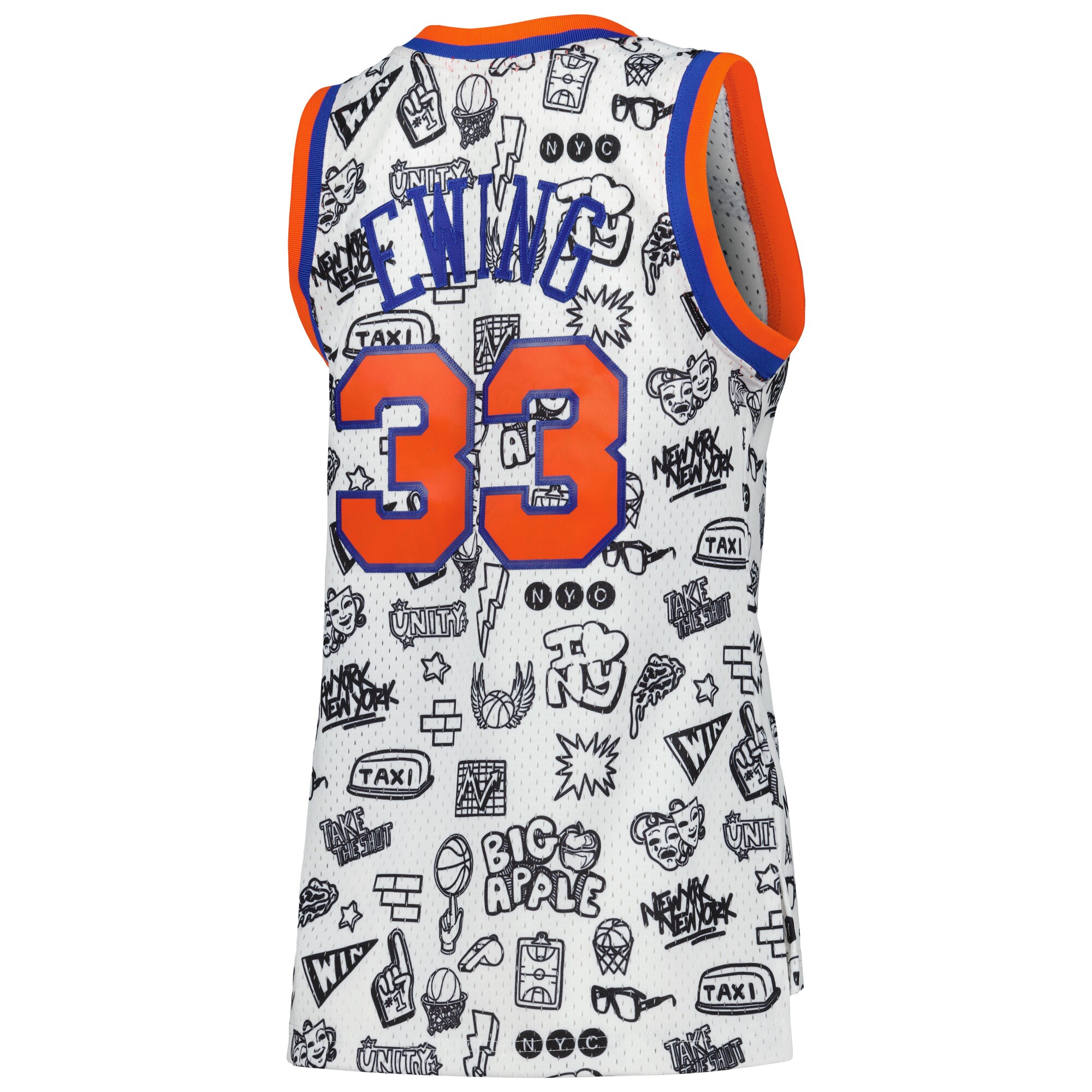 Patrick Ewing New York Knicks Mitchell & Ness Women's 1991 Doodle Swingman Jersey - White