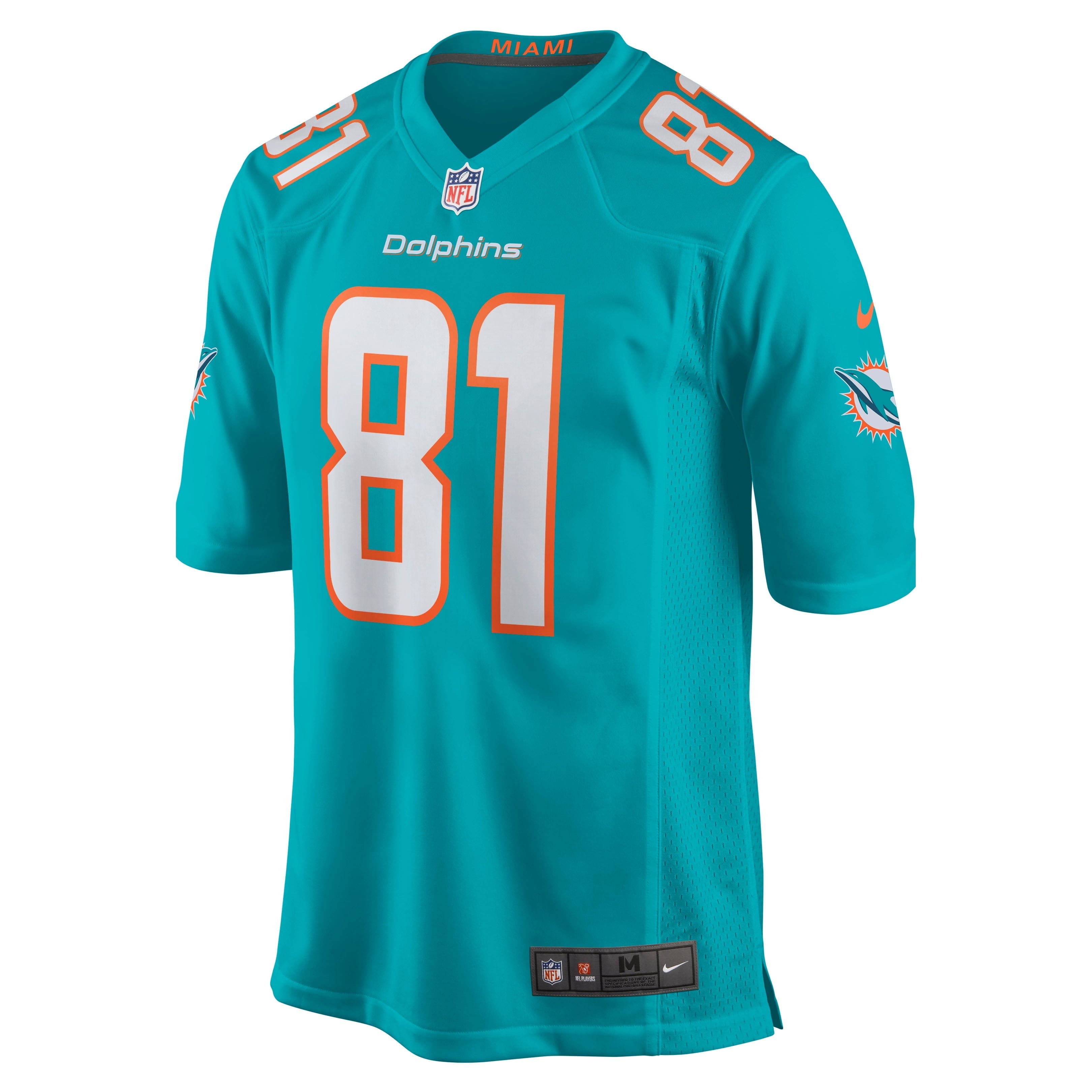 Men's Nike Durham Smythe Aqua Miami Dolphins Game Jersey