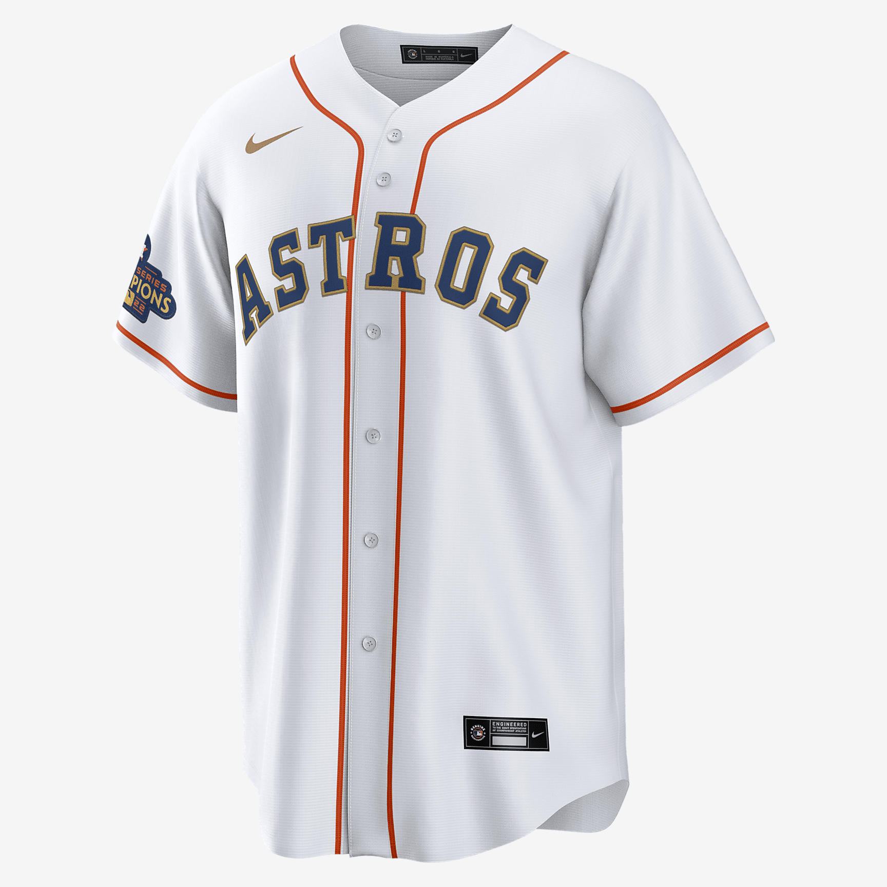 MLB Houston Astros 2022 World Series Champions Gold (Yordan Alvarez) Men's Replica Baseball Jersey - White/Gold