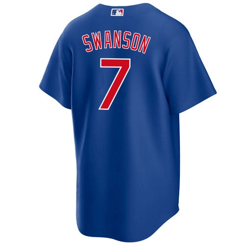 Men's Dansby Swanson Chicago Cubs Alternate Blue Premium Stitch Replica Jersey