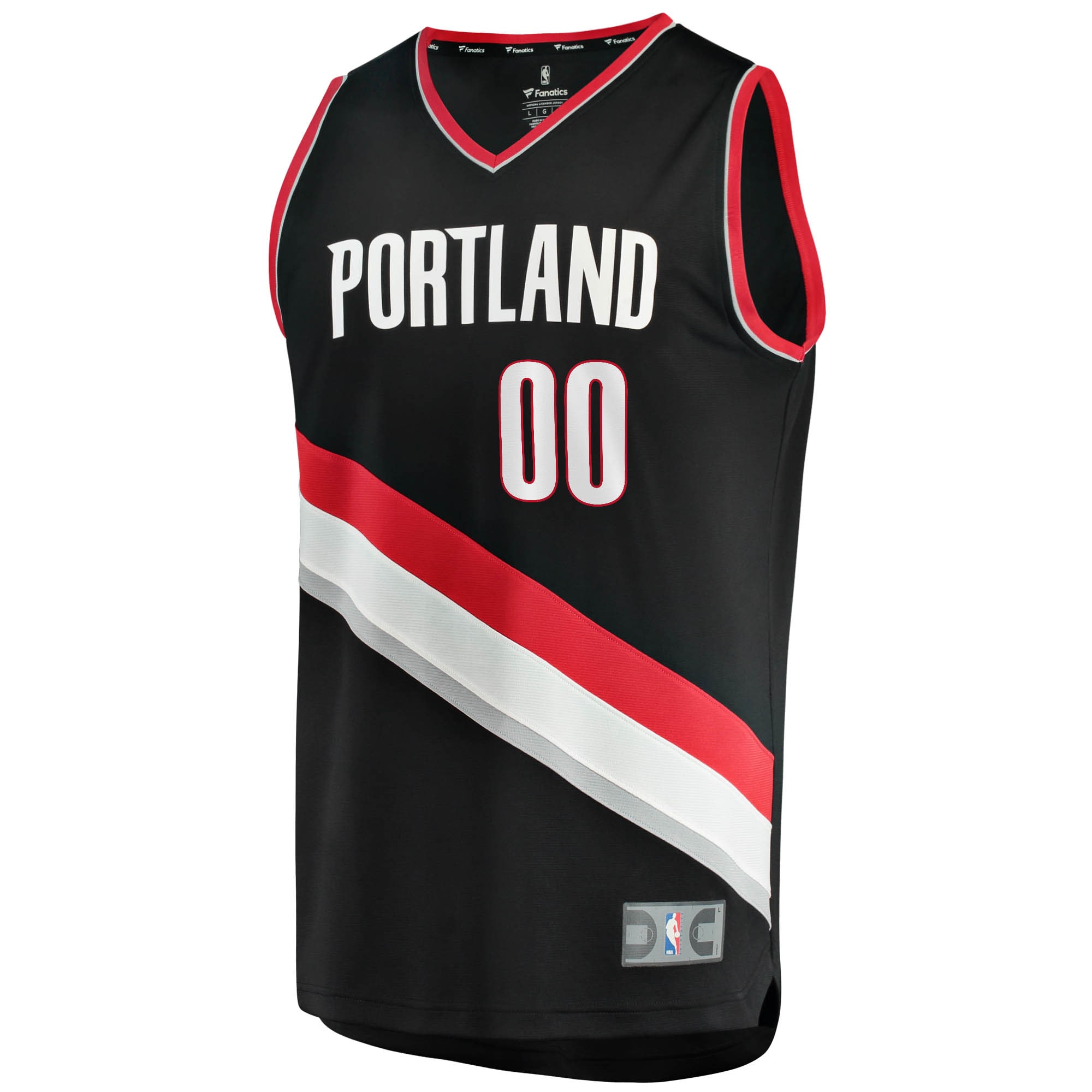 Portland Trail Blazers Fanatics Branded Fast Break Custom Replica Jersey Black - Icon Edition