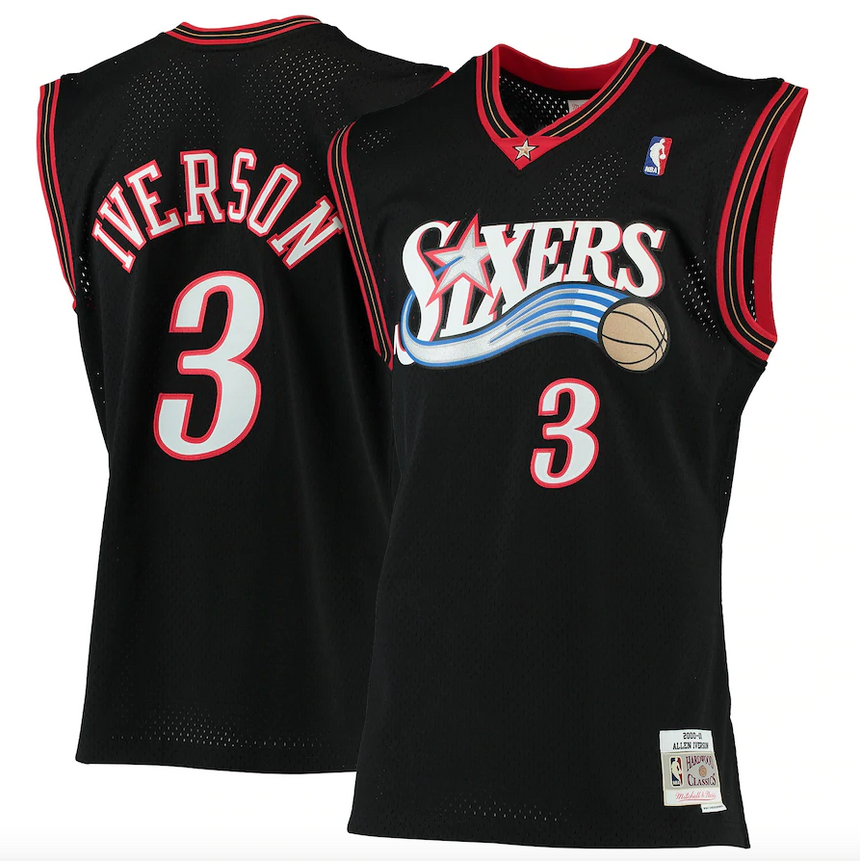 Men s Allen Iverson Philadelphia 76ers 2000-2001 Swingman Replica Jersey By Mitchell & Ness