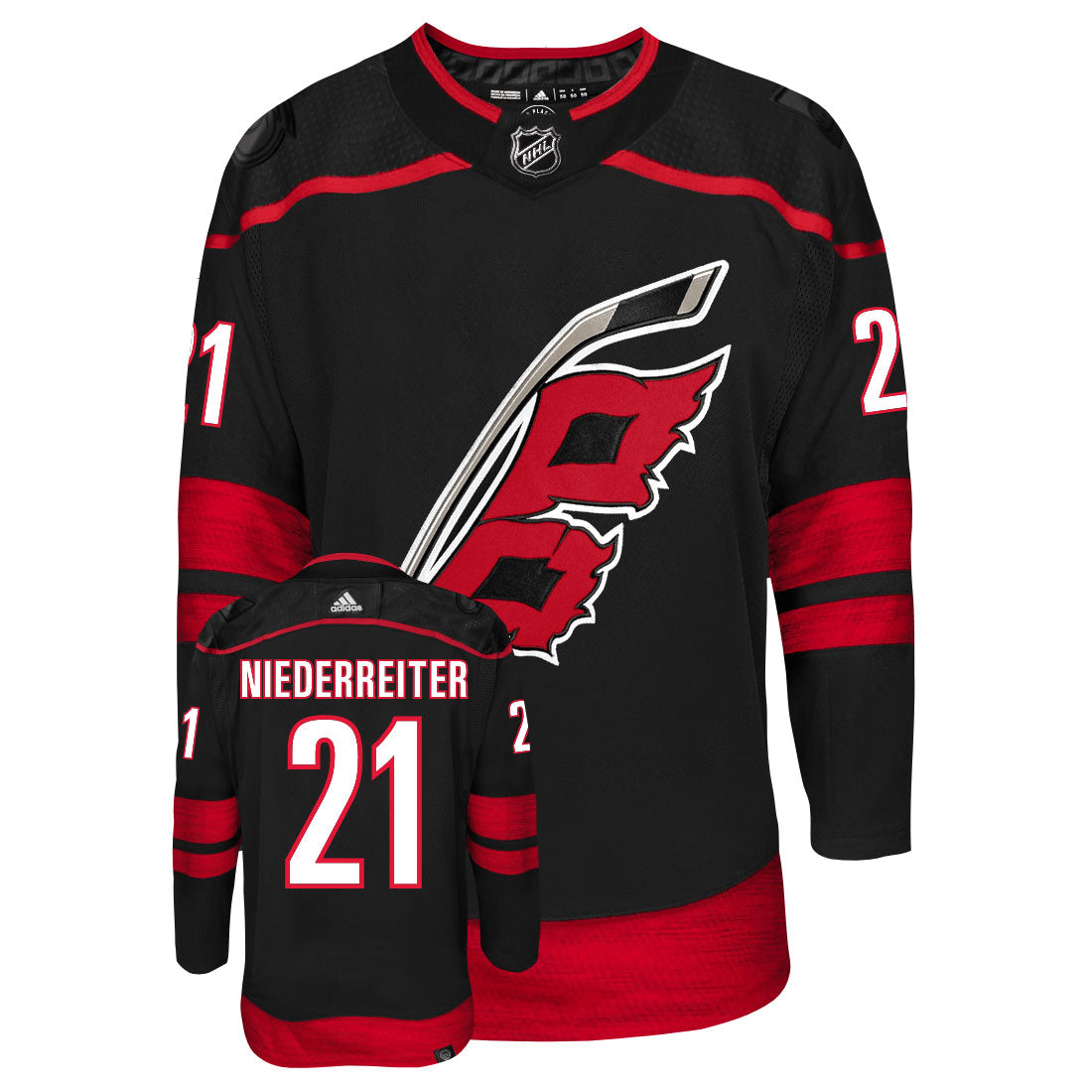 Nino Niederreiter Carolina Hurricanes Adidas Primegreen Authentic NHL Hockey Jersey