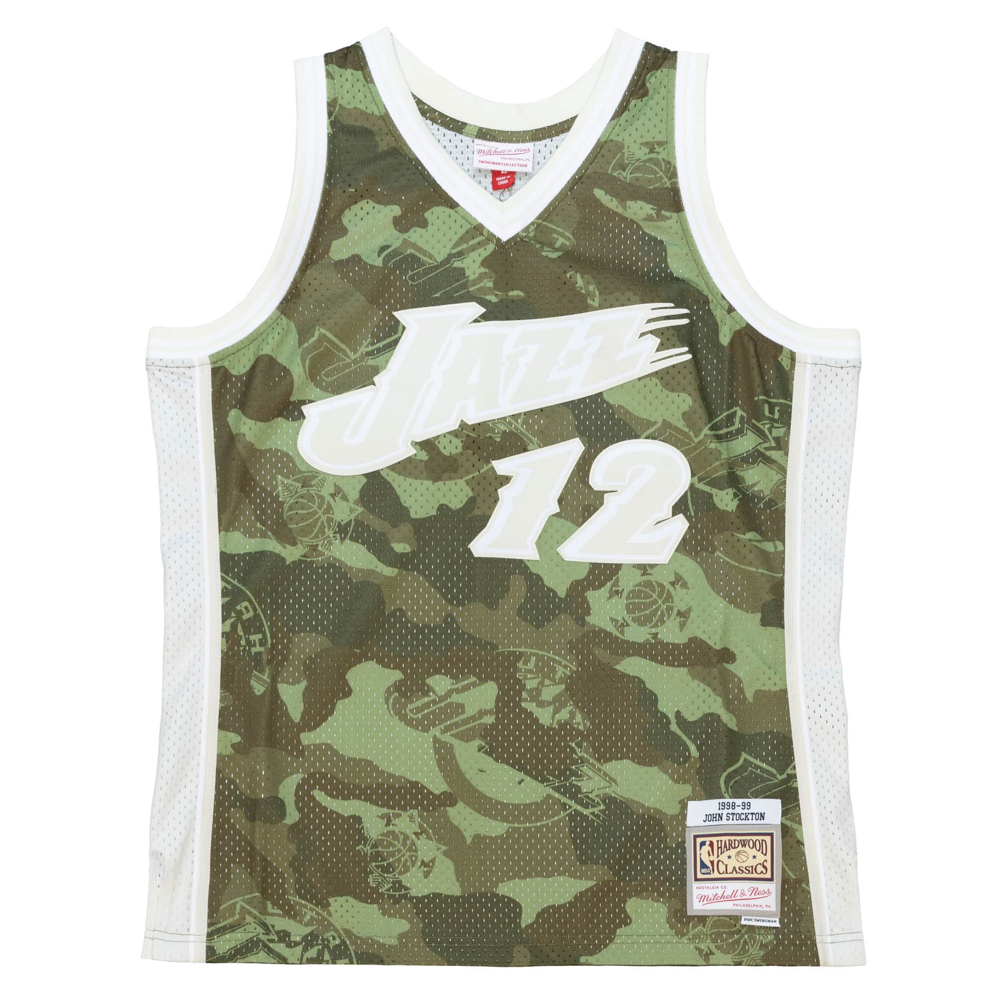 Ghost Green Camo Swingman John Stockton Utah Jazz 1998-99 Jersey