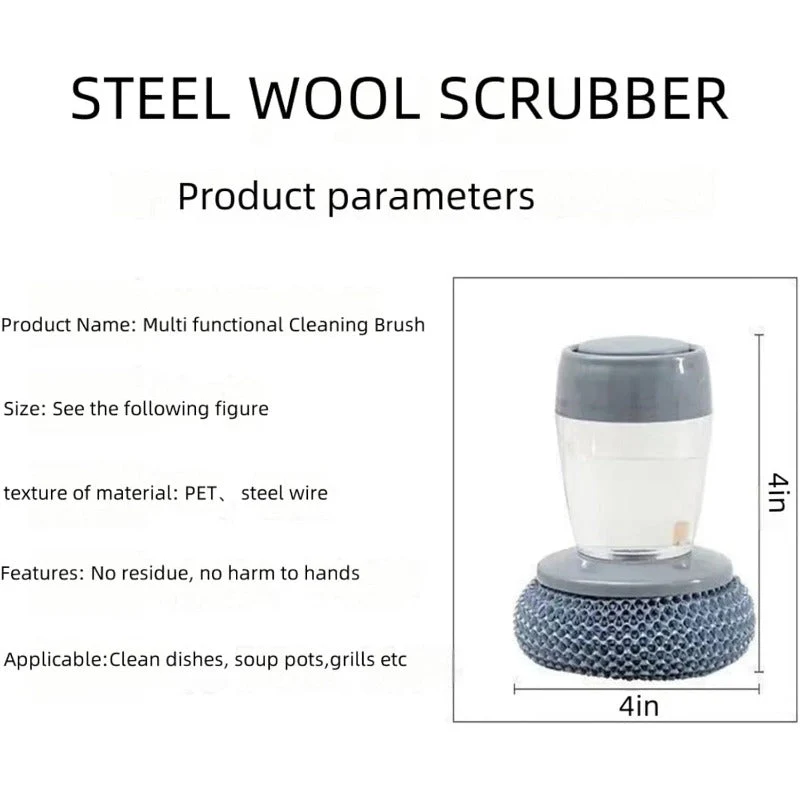 Soap-Dispensing PTE Scrubber – Heavy-Duty Kitchen Cleaning Tool