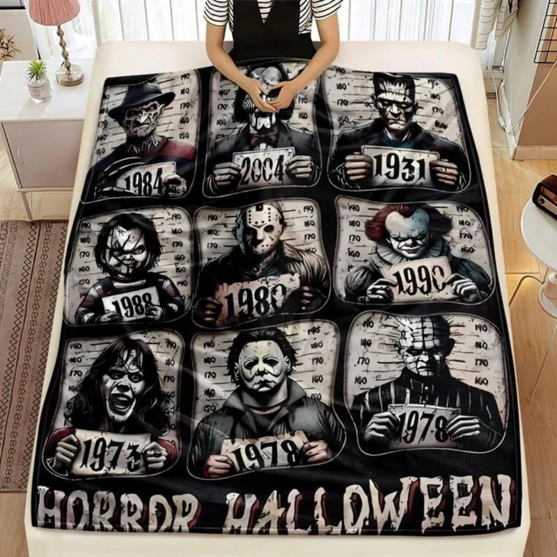 Soft Funny Horror-Themed Throw Blanket