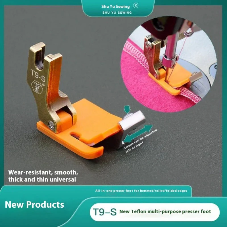 Adjustable Teflon Hemming Foot for Home Sewing Machines