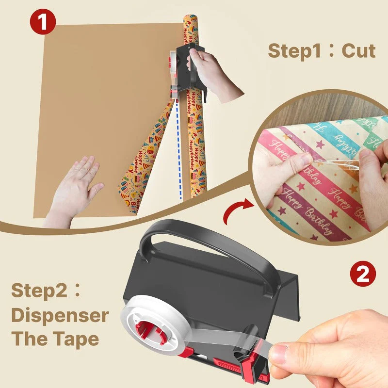 2-in-1 Gift Wrap Cutter & Tape Dispenser Set