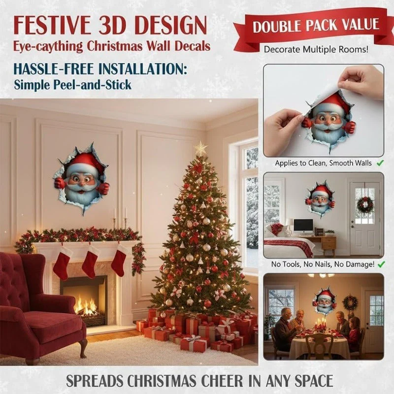 3D Santa Wall Decals