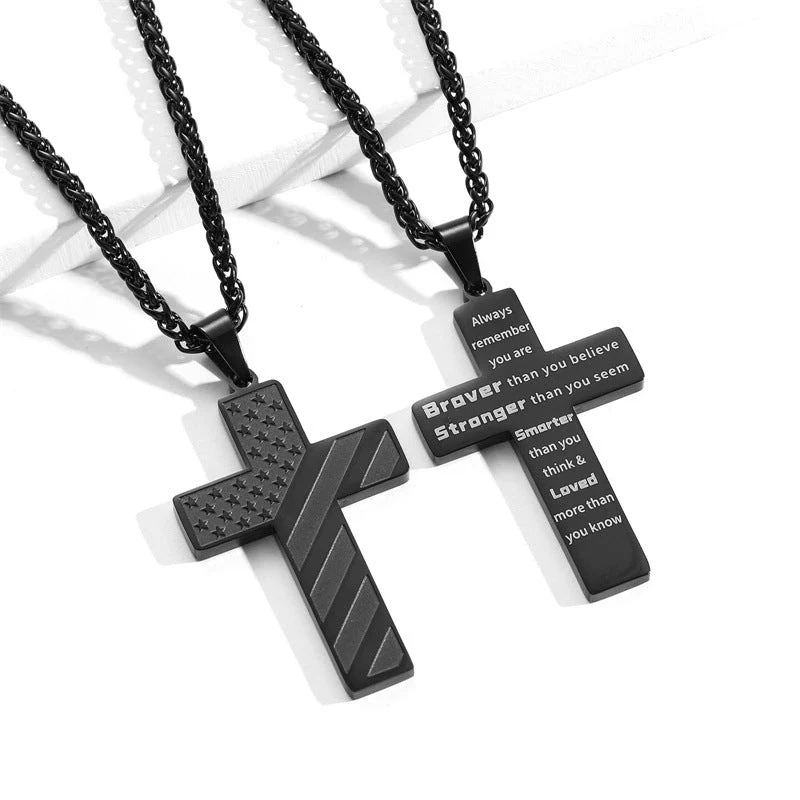 IronPride Cross American Flag Cross Necklace