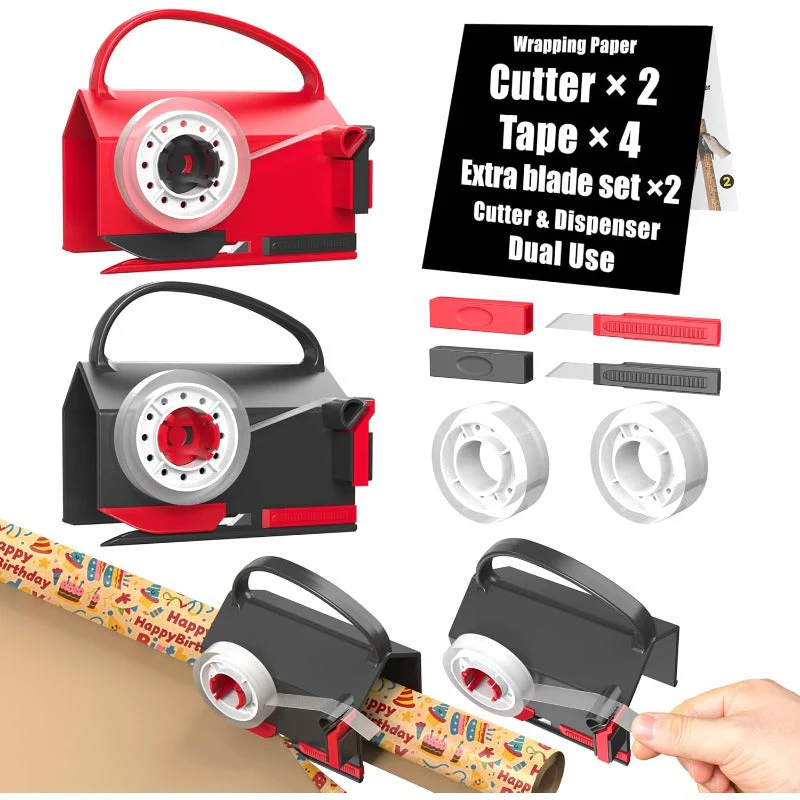 2-in-1 Gift Wrap Cutter & Tape Dispenser Set