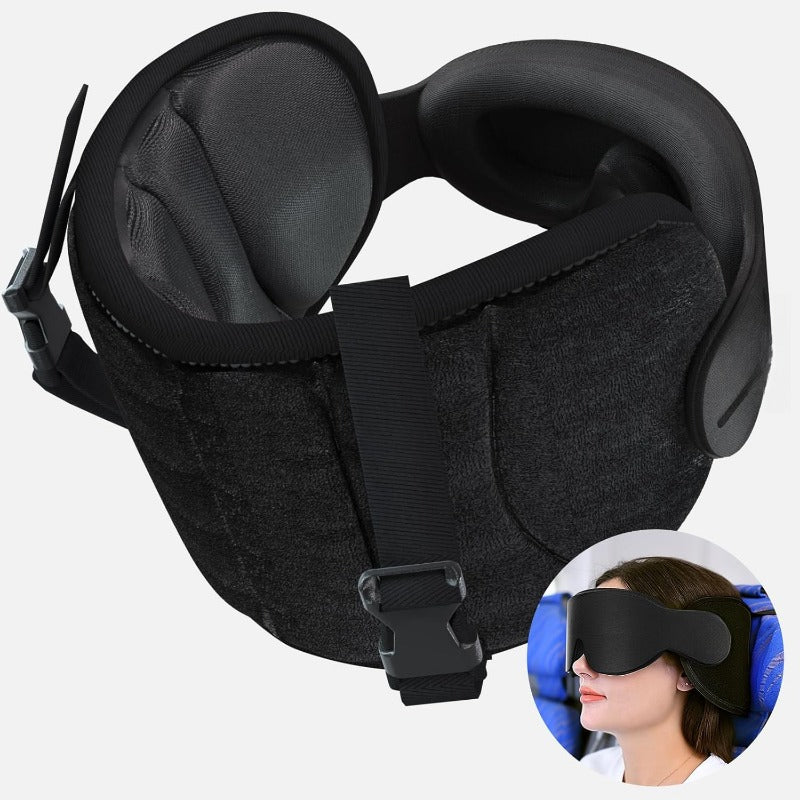 360° Ergonomic Travel Pillow with Integrated Blackout Eye Mask